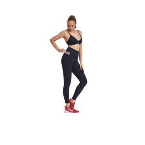 Cajubrasil Women's L High Waist Classic Yoga Leggings Solid Black With Pockets